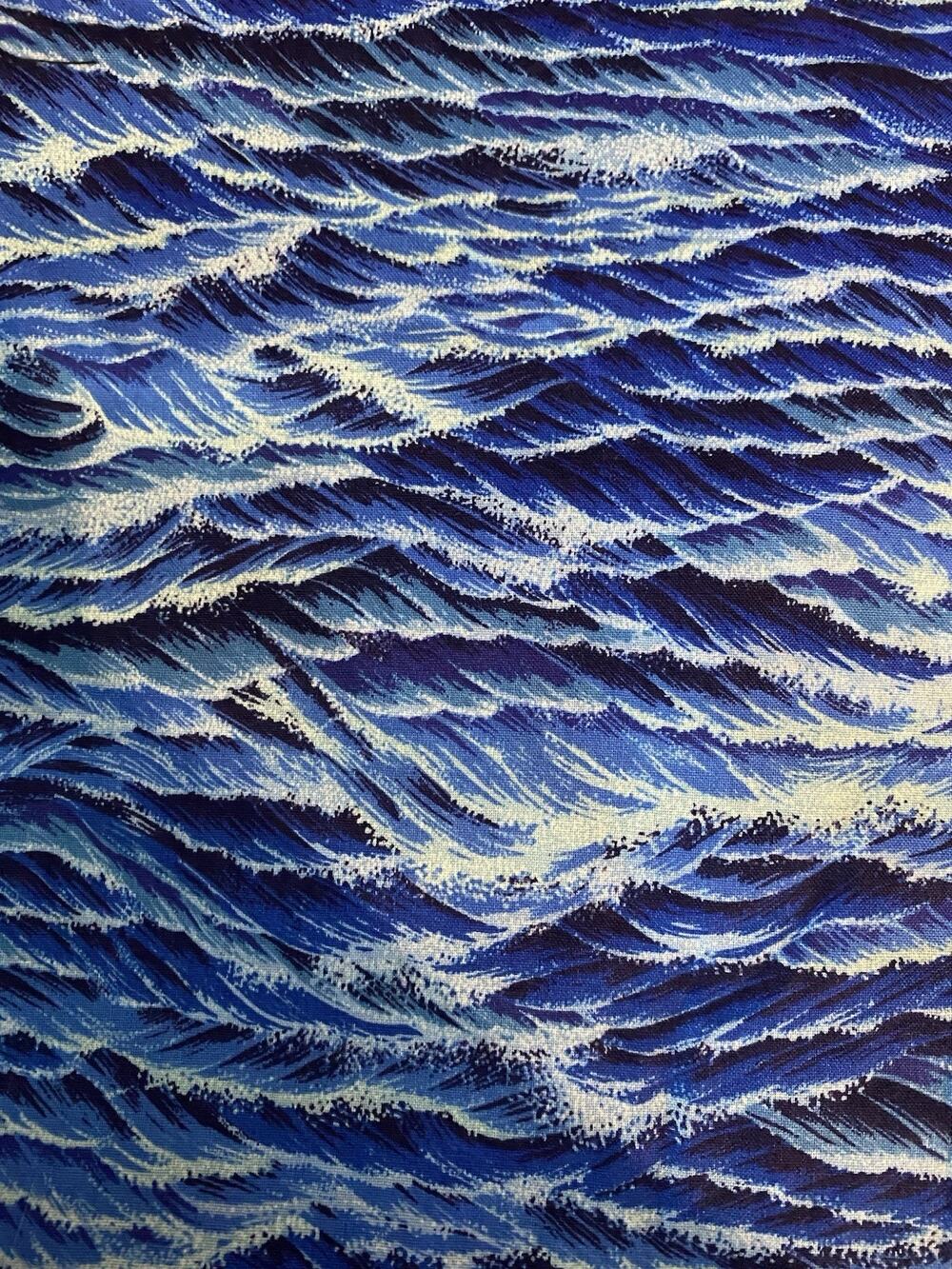 VIP Cranston 100% Medium Weight Cotton Fabric 44" Blues Asian Waves 1.5 yards